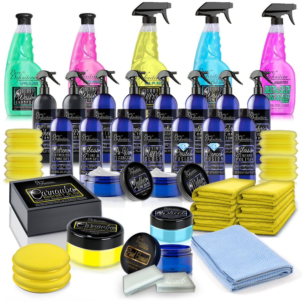 Ultimate Car Detailing Kit Quality Full Valeting Set Cleaning Polish Wax Wash Interior Wheel
