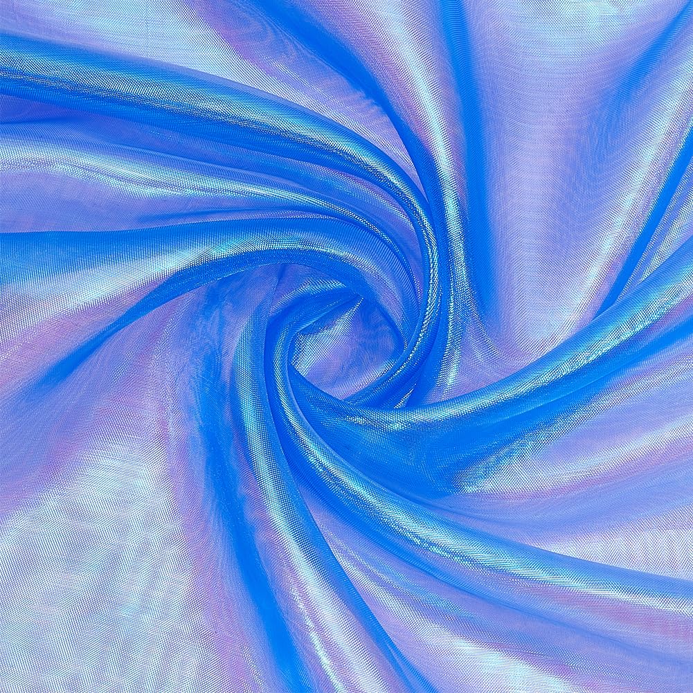 PH PandaHall 3m Organza Sheer Fabric Blue Lace Fabric Ribbon Holographic Gauze Cloth Iridescent Craft Cloth Lace for Curtain Wedding Dress DIY Supplies Home Decor Photography Background