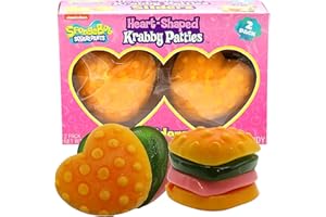 FRANKFORD Krabby Patties Gummy Candy Heart Shaped Gummies, SpongeBob SquarePants Valentine's Day Jumbo Candy