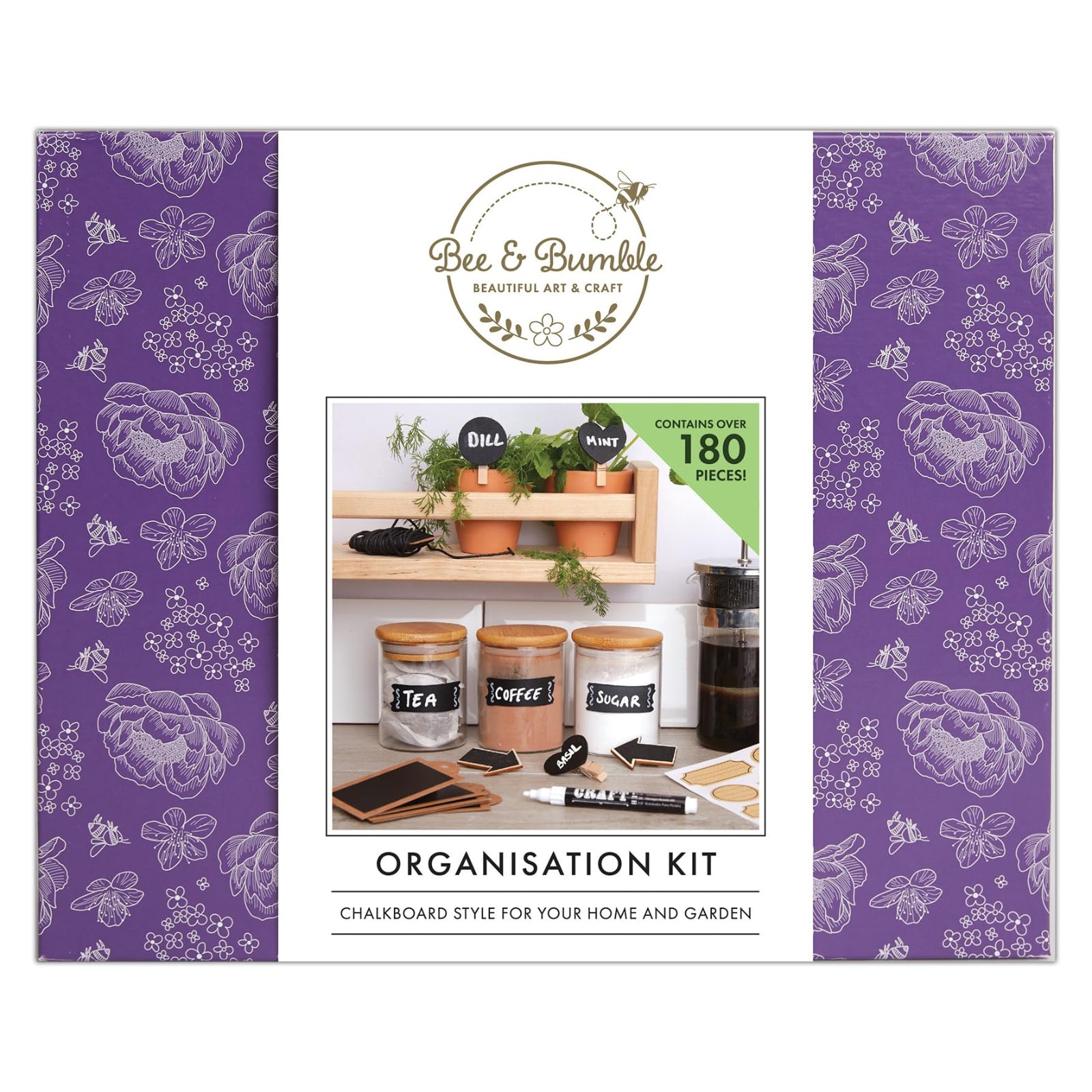 Bee & Bumble Home Organisation Chalk Board Marker Kit, Pens for Menu, Labelling Jar, Accessories, Glass, Chalk Art