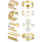 EIELO 8Pcs Arm Cuff Bracelet Set Minimalist Simple Swirl Open Wide Wire Upper Arm Band Bangle Bracelets for Women Adjustable