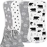 Organic Burp Cloths for Baby Boys and Girls with Bag - XLarge Absorbent Burping Clothes, Newborn Towel, Milk Spit Up Rags, Burpy Cloth Bib for Unisex, Boy, Girl, Baby Bear Woodland, 4 Pack