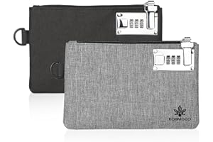 KOSMCCO 2Pcs Lockable Money Bag - 5x8 Inches Durable Nylon Locking Bank Bag Coin Purse for Cash, Jewelry, Passports, Medicine, Credit Cards and Valuable Storage Cash Pouch (Black & Grey)