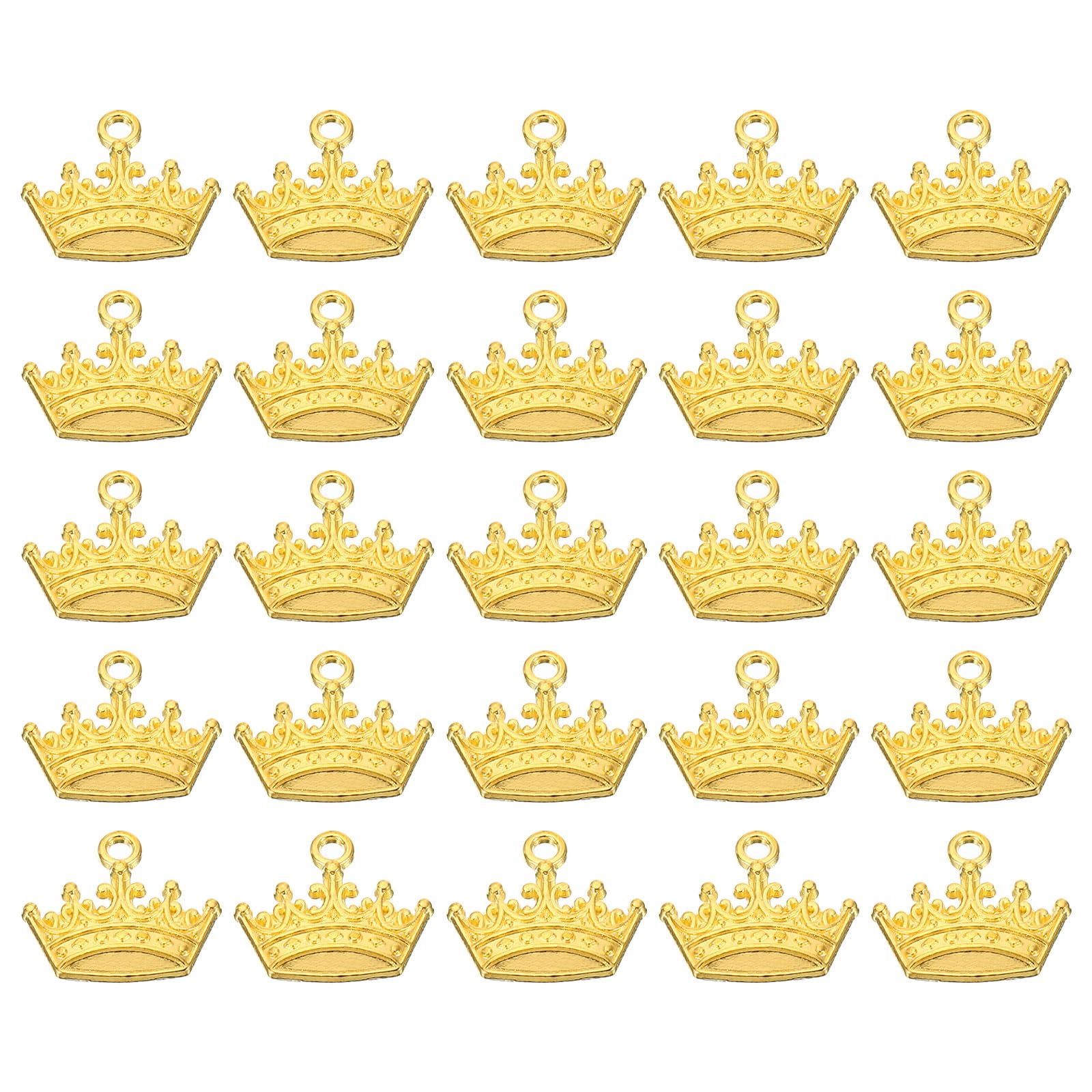 PATIKIL Crown Charm, 50Pcs Mini Crown Pendant Charm Bulk Metal Designer DIY for Making s s Wedding Crafts Queen, Gold