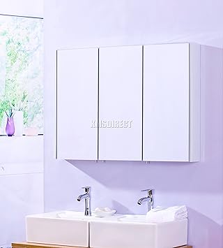 Foxhunter Triple 3 Door Wall Mount Mirror Bathroom Cabinet Unit