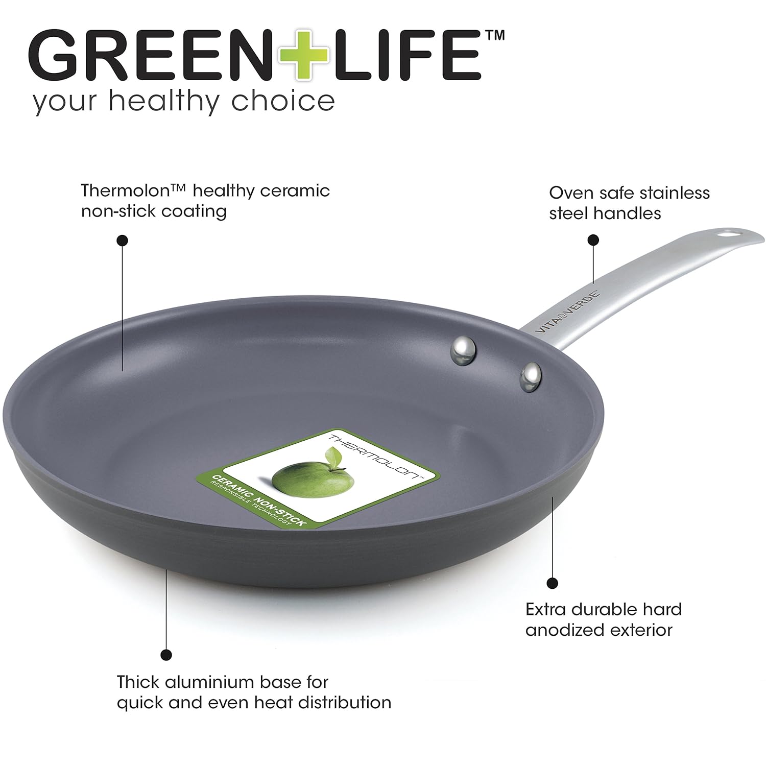 GreenLife 8 and 10 Inch Hard Anodized NonStick Ceramic Gourmet Fry Pan