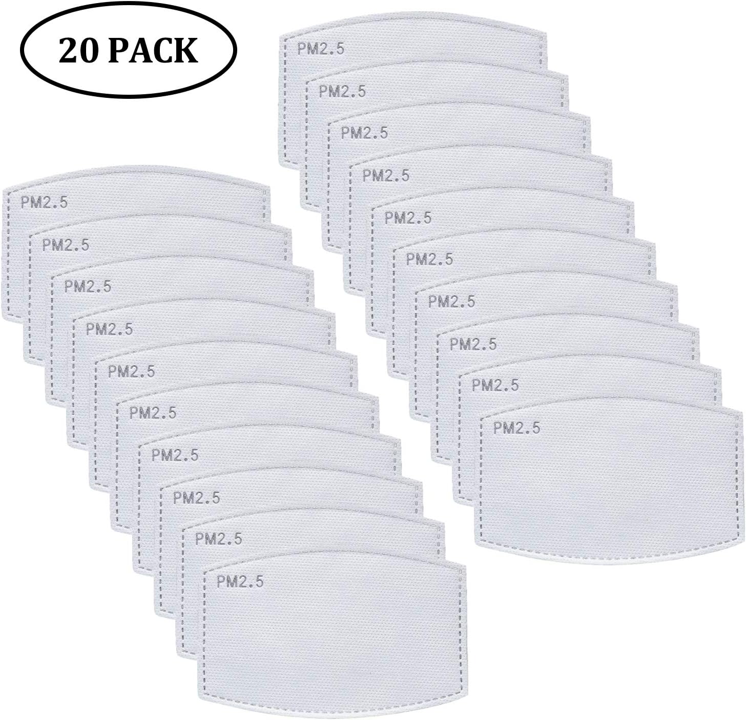 Kithwaro 20Pcs PM2.5 Mask Filter, Activated Carbon Filter Replaceable Anti Haze Filter Paper for Mask (Mask not Included)