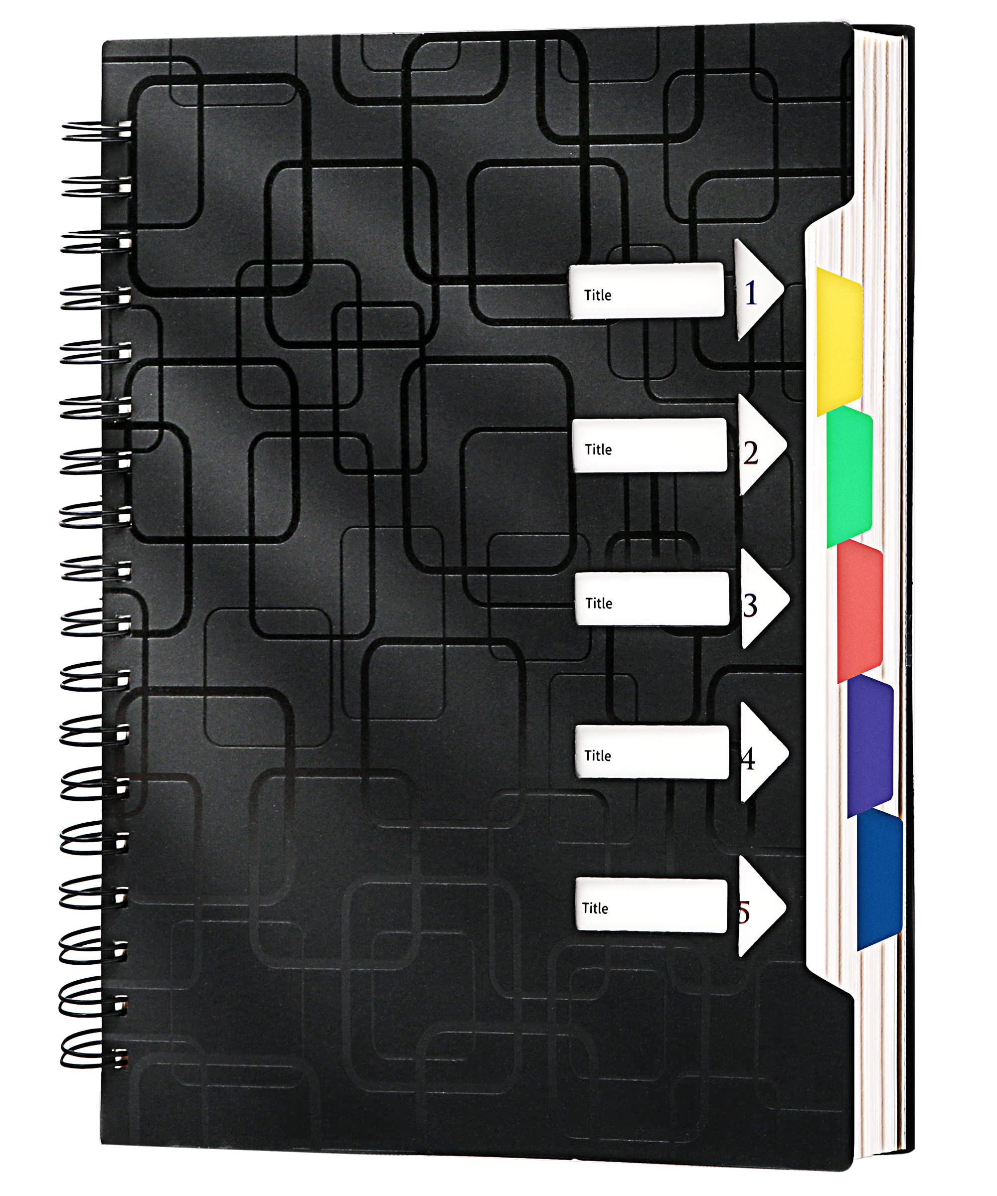 Photo 1 of 2 Subject Notebook for Work 100 Pages Spiral Notebooks College Ruled with Dividers Tabs A5 Small Note Book for School Office Supplies Note Taking, 5x7, Black