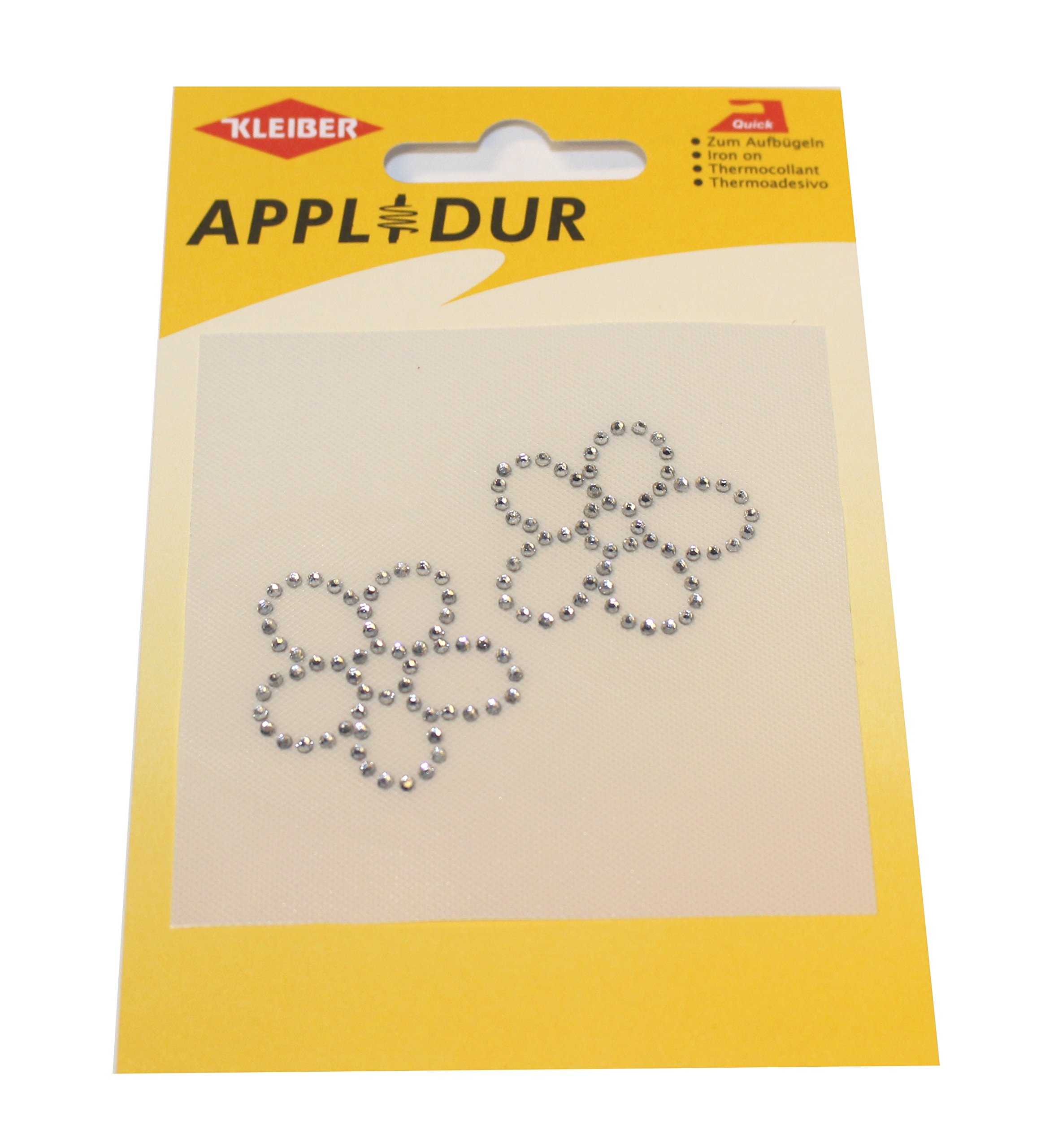 Kleiber 8 x 8 cm Iron-On Rhinestone Diamond Effect Diamonte Transfer, Flowers