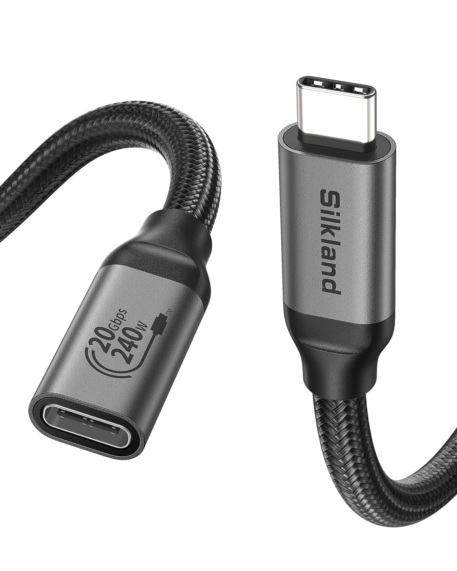 Photo 1 of Silkland USB C Extension Cable, [20Gbps/240W/5K] USB C 3.2 Extender 3.3ft, 4K@60Hz Type C Video Extension Cord Male to Female Compatible with USBC Hub/PSVR2/iPhone 16/MacBook Pro/iPad/Mag safe Charger
