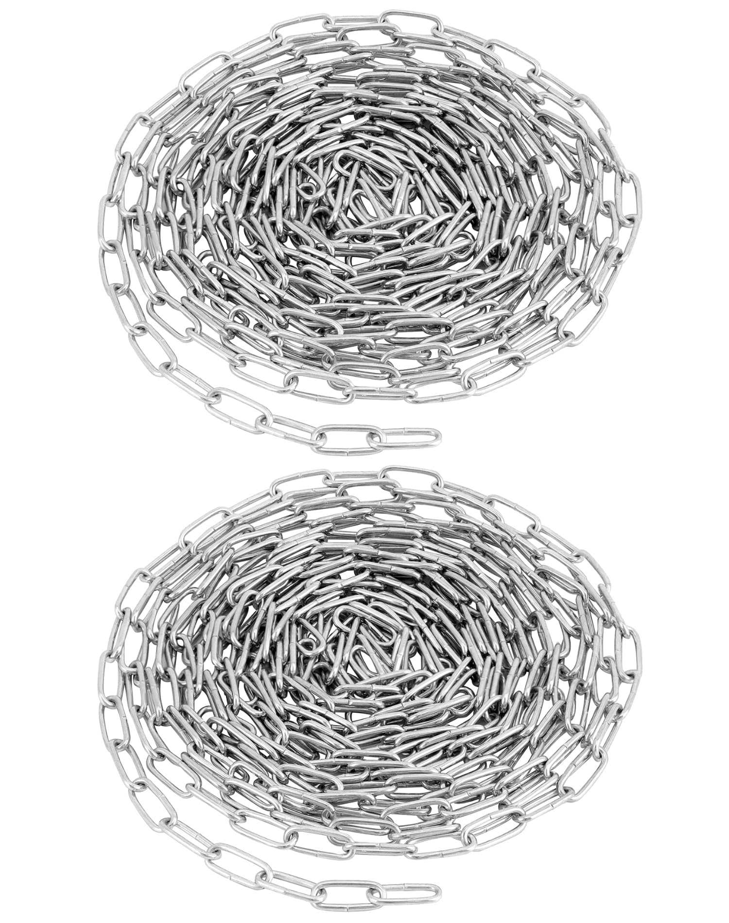 QWORK® 2 Pack Galvanized Steel Chain - Ø 2 mm - 5 m - for Clothsline Garage Fence Bicycle Security Lock Dog Lead DIY Decoration