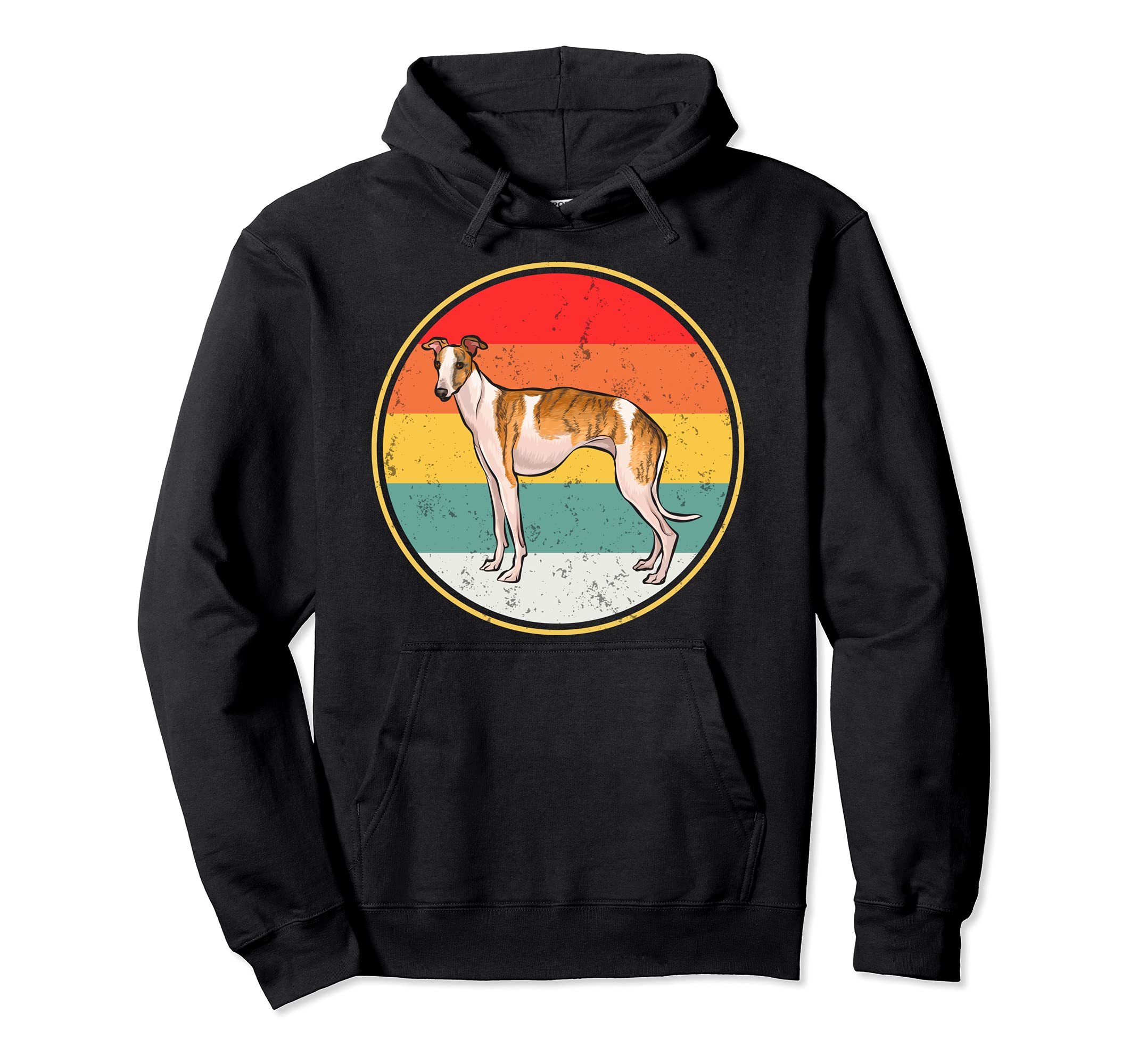 Vintage Retro Sunset Whippet Dog Pullover Hoodie