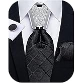 DiBanGu Silk Men's Tie Set Jacquard Woven Ties and Pocket Square Fashion Necktie and Handkerchief Cufflinks Tie Accessories