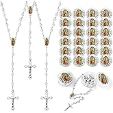 Brilucky 24 PCS White Rosary Beads Bulk For Baptism Favors,Lady Guadalupe Rosarios Catolicos First Communion Favors For Guests,Rosary Beads Necklace Gifts For Christian Quinceanera Party