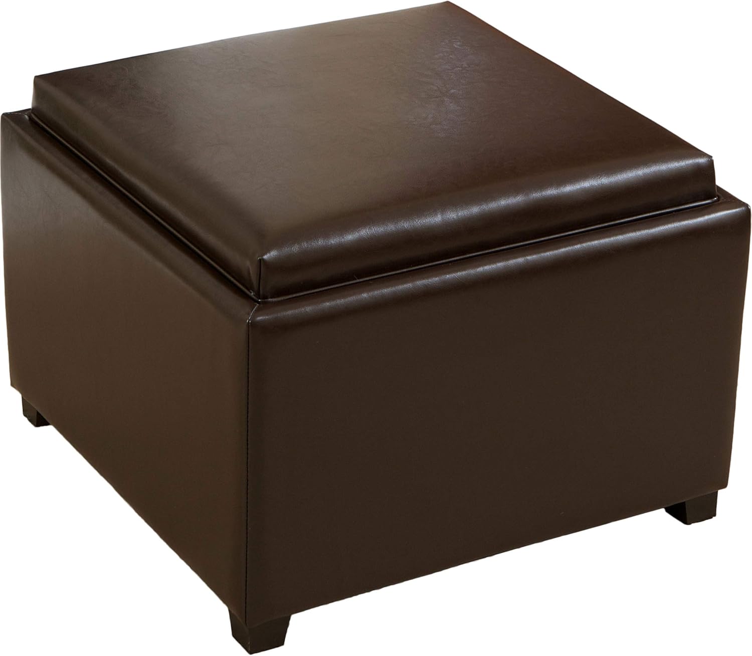 Christopher Knight Home Wellington Leather Tray Top Ottoman, Brown