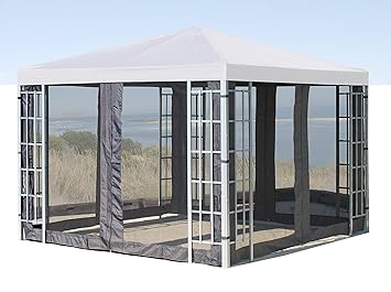 QUICK STAR 4 Seitenteile mit Moskitonetz für Rank Pavillon 3x3m Seitenwand Anthrazit RAL 7012