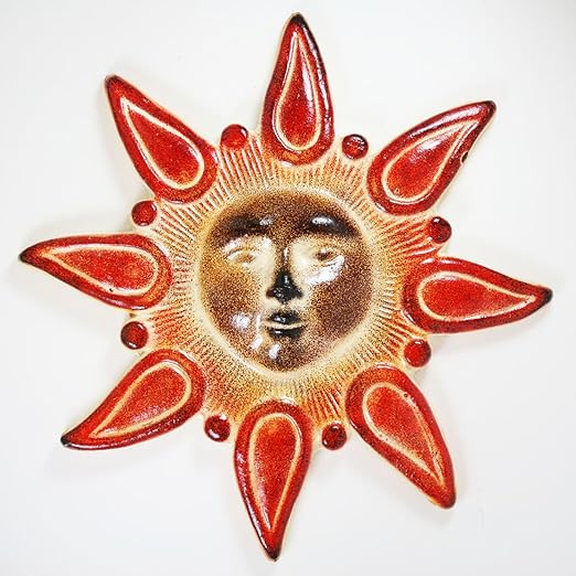 Mexican Clay Sun Wall Decor 14" Diameter Wall Sculptures