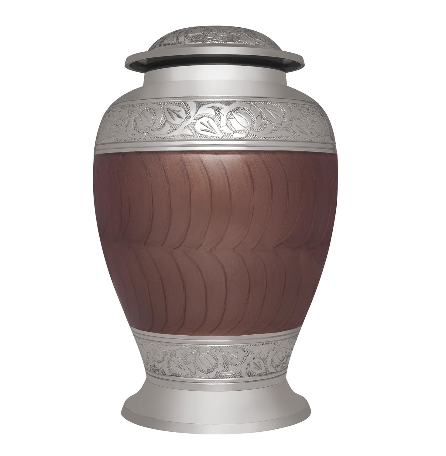 Brown and Silver Funeral Urn by Liliane Memorials Cremation Urn for Human Ashes