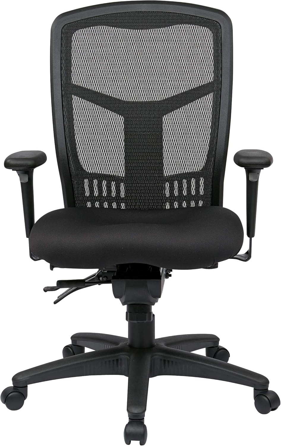 Office Star ProGrid High Back Managers Chair with Adjustable Arms, Multi-Function and Seat Slider (Black): Furniture & Decor