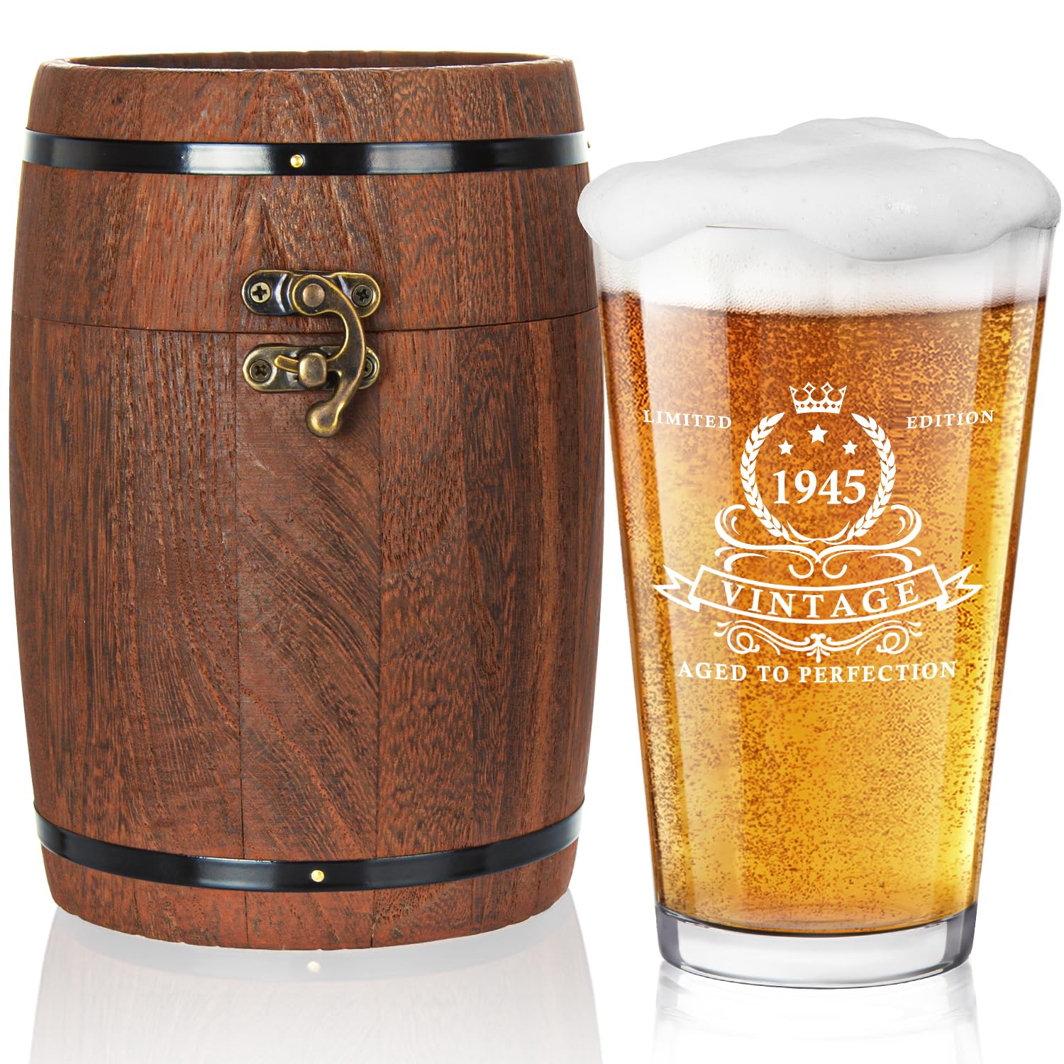 Photo 1 of ********1944****** LIGHTEN LIFE 80th Birthday Gifts for Men 16oz,1944 Beer Glass in Barrel Box,80th Birthday Beer Glass,80th Birthday Gift Ideas,1945 Pint Glass for 80 Years Old Dad,Husband,80th Beer Glass