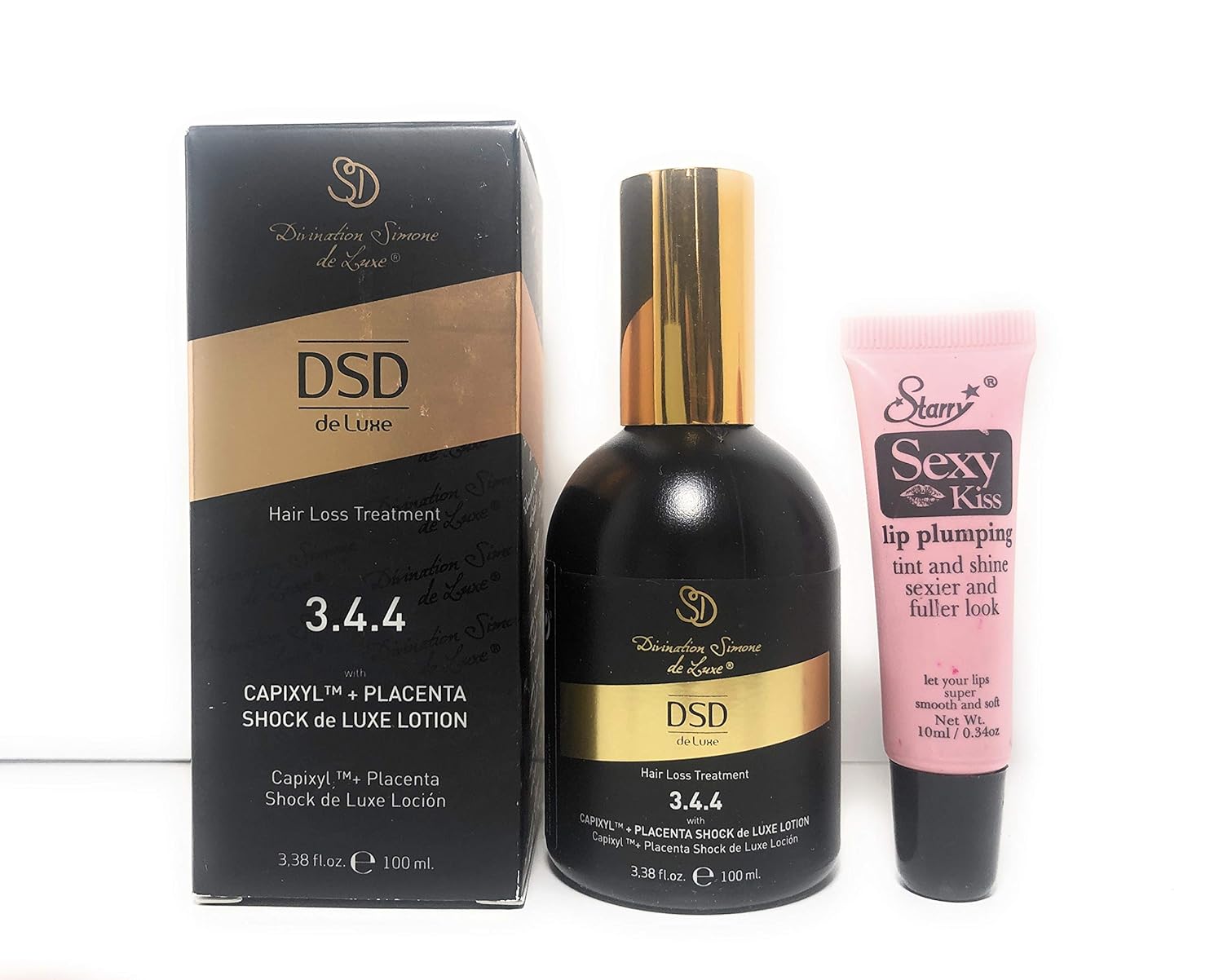 Divination Simone Deluxe Hair Loss Treatment Capixyl & Placenta Shock De Luxe Lotion 3.38oz"Free Starry Sexy Kiss Lip Pumpling 10 Ml"