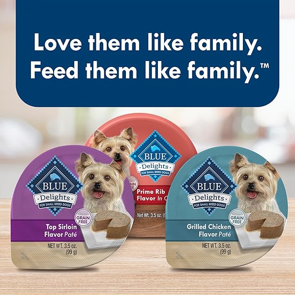 BLUE BUFFALO DELIGHTS SMALL BREED NATURAL WET DOG FOOD VARIETY PACK, TOP SIRLOIN PATÉ AND GRILLED CHICKEN PATÉ, 3.5-OZ CUPS, 12 COUNT