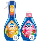 Dawn Dish Soap Spray Kitchen Household Essentials 1 Tropical Blend Starter Kit and Watermelon Refill Combo Pack, 16 oz (each)