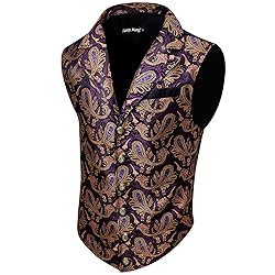 Barry.Wang Mens Purple Orange Paisley Victorian