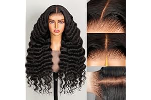 MEGALOOK Wear and Go Glueless Wigs Human Hair Pre Plucked Pre Cut 220% Density Loose Deep Wave Lace Front Wigs 6x5 Closure Wigs Human Hair 12A Loose Curly Wig Bleached Knots 24 Inch