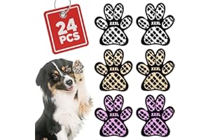 BEAUTYZOO Dog Paw Protector Anti-Slip, Paw Pads for Dogs Traction On Hardwood Floors, Paw Stickers Toe Grips for Hot/Cold Pavement for Senior Dogs, Shoes Boots Socks Replacement, 6 Sets (24 pcs) XL