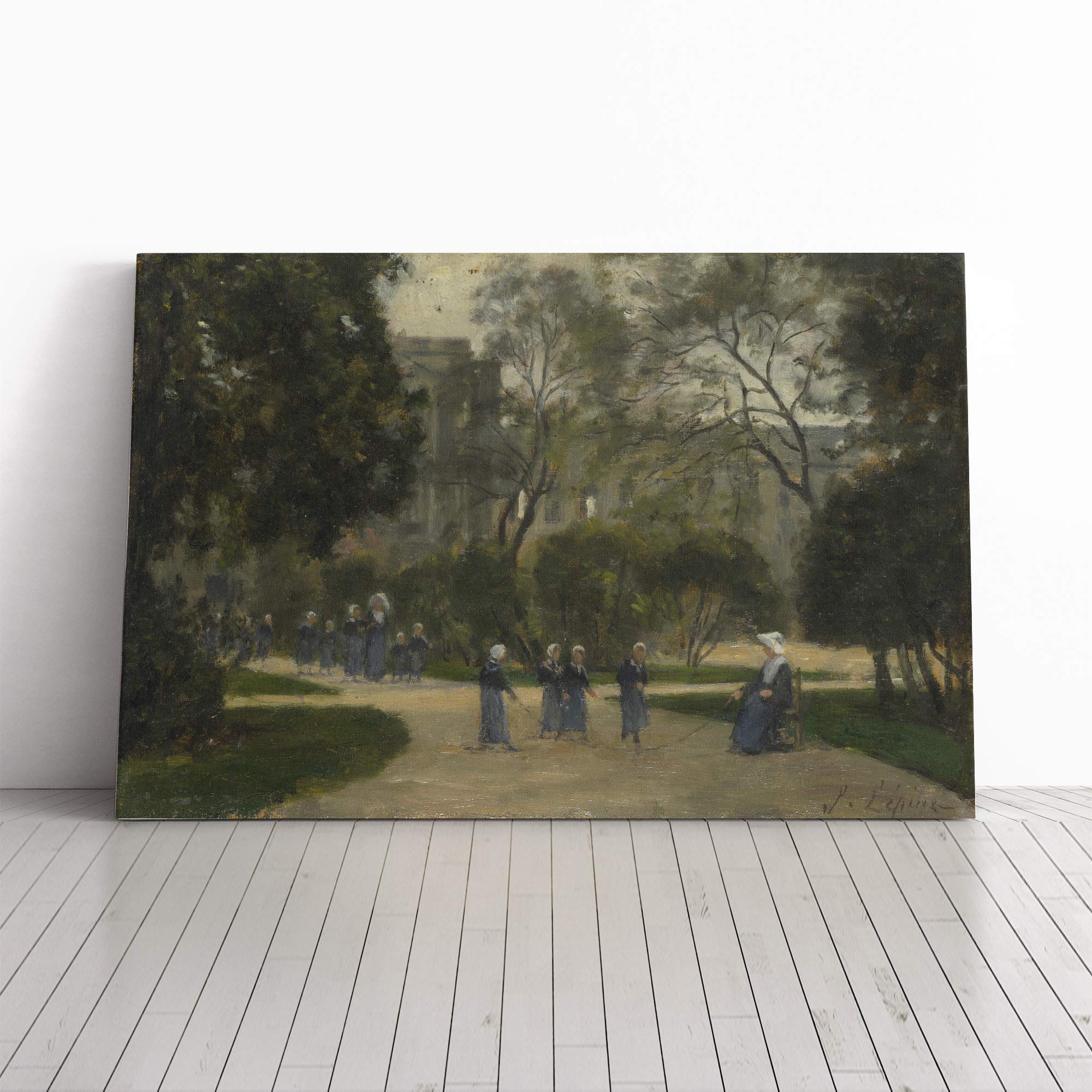 Big Box Art Canvas Print Wall Art Stanislas Lepine Nuns and Schoolgirls | Mounted & Stretched Box Frame Picture | Home Decor for Kitchen, Living Room, Bedroom, Hallway, Multi-Colour, 20x14 Inch
