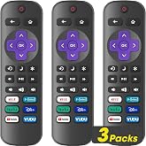 3 Pack Replacement Remote Control Only for Roku TV, Compatible with All TCLRoku/HisenseRoku/OnnRoku/SharpRoku/PhilipsRoku (Not for Roku Stick, Box or Speaker)