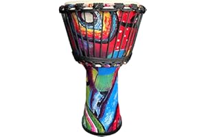 TAOSKNE 8.5inch Djembe West African Style Tambourine, Congo, Goat Skin Drum Head, Professional Sound Quality，Hand Drum, Special Holiday Gift. (Oil painting)