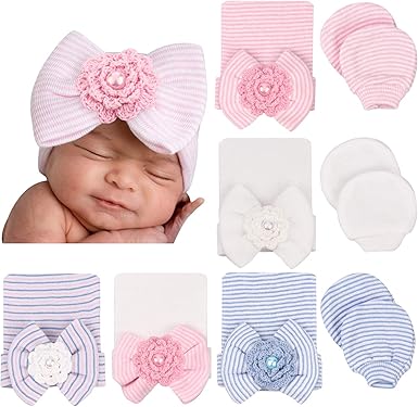 infant hat and gloves