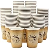 Clawsoff 300 Pack 12oz Paper Coffee Cups, Hot/Cold Beverage 12oz Disposable Coffee Cups, Retro Design, Leak-Proof, Hot or Cold Drink, Cocoa, Chocolate, Coffee Bar Supplies