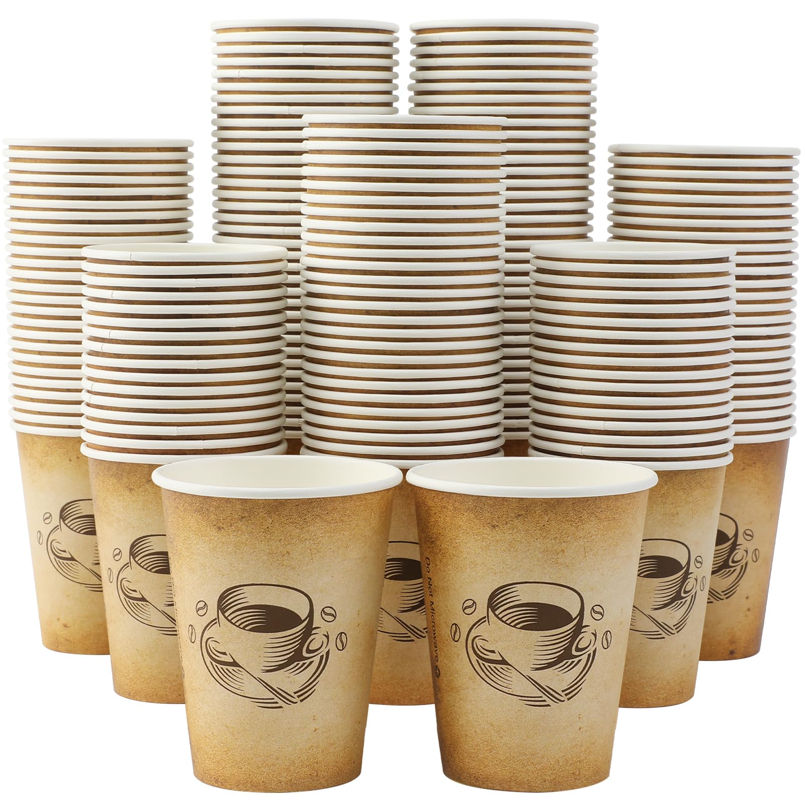 Photo 1 of Clawsoff 300 Pack 12oz Paper Coffee Cups, Hot/Cold Beverage 12oz Disposable Coffee Cups, Retro Design, Leak-Proof, Hot or Cold Drink, Cocoa, Chocolate, Coffee Bar Supplies