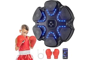 TGLLM Music Boxing Machine for Kids and Adults, Wall Mounted Bluetooth Punching Trainer with Boxing Gloves, Intelligent LED Boxing Target Workout Machine for Teenagers Boys Girls