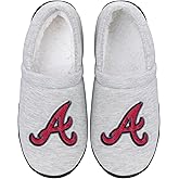 FOCO - Mens MLB Team Big Logo Grey Sweatshirt Sherpa Moccasins Adult Slippers