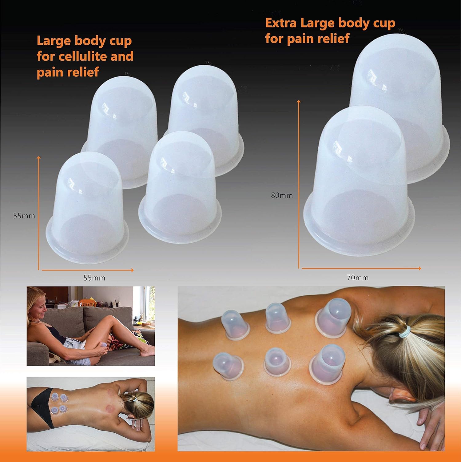 Cupping Set Massage Therapy Cups - by DoSensePro. 6 Flexible Silicone Vacuum Cups. Acupuncture Fireless Cupping Therapy for Arthritis,Pain Relief, Relaxation, Anti-Aging, Anti-Cellulite: Health & Personal Care