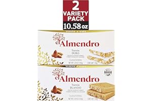 El Almendro Turron 2 Pack Variety- Turron de Alicante Crunchy Almond Duro 5.29 oz and Creamy Almond Turron Blando 5.29 oz, Gift Pack Candy from Spain