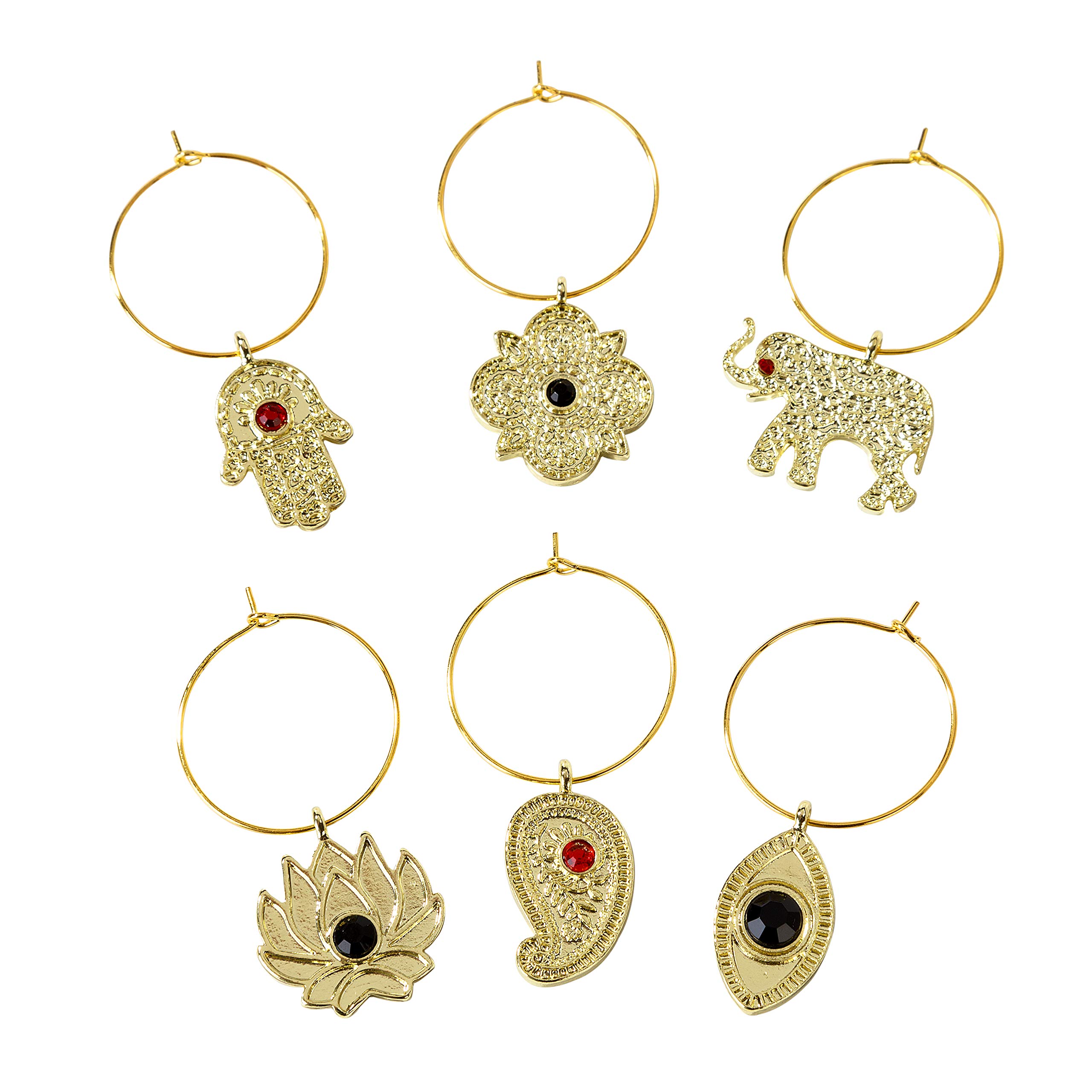 Talking Tables Christmas Party Decorations Drinking Glass Markers African Themed Décor, Pack of 6, Gold, 18/8 Stainless Steel, EMPDRINKMARKER