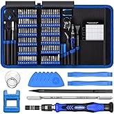 PC Building Tool Kit 140-IN-1: Computer Tool Kit for Repair &amp; Assembly | Laptop, Phone and Game Console Repairs, CRV Bits, Flexible Shaft, Magnetizer and Magnetic Pad, Oxford Storage Bag (Blue)
