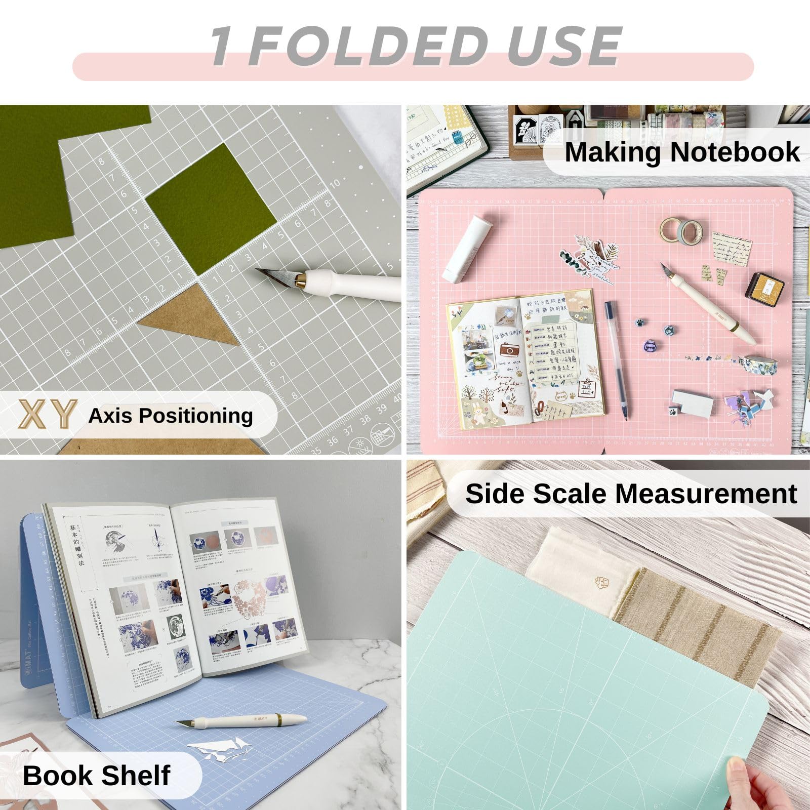 iMAT Flip Cutting Mat M Type, Foldable, Min Size Close to A4, Max Size 37.8