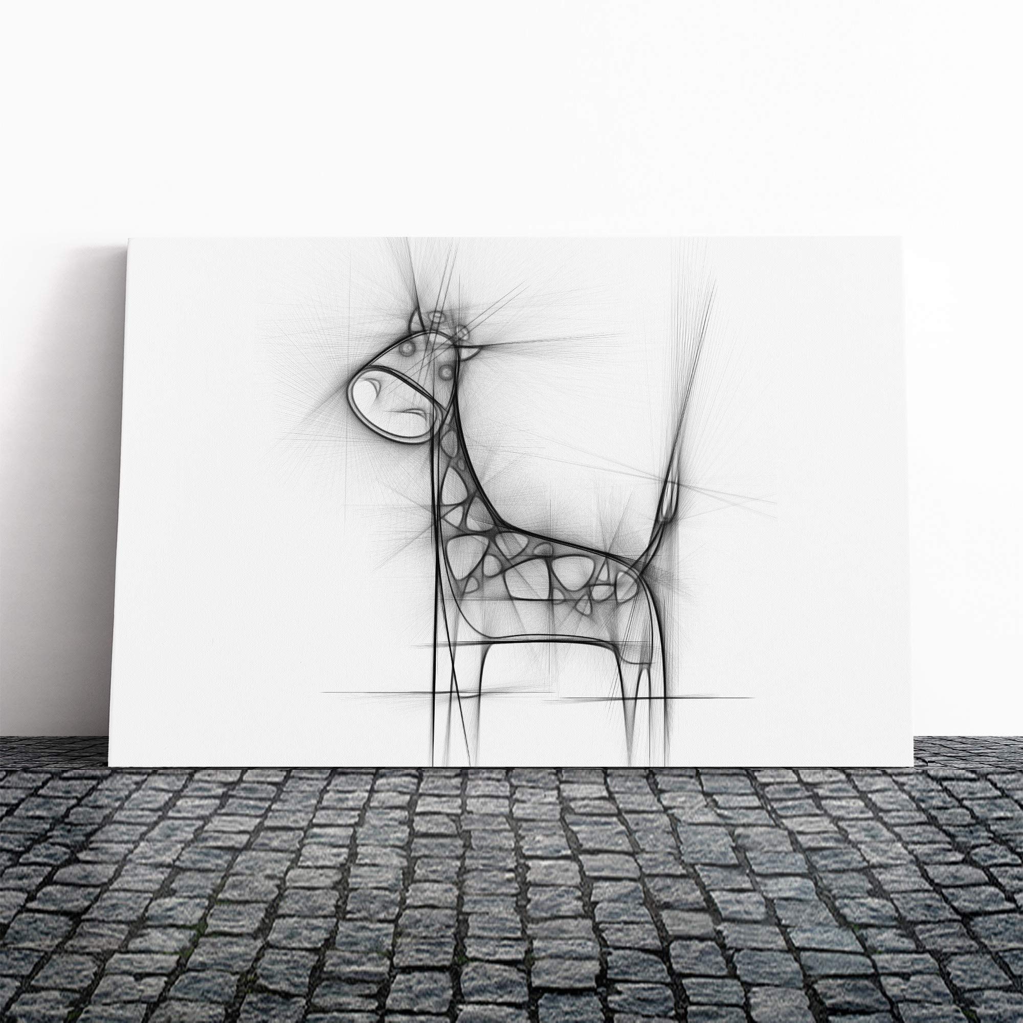 Wall Childrens Giraffe Art Canvas Print | Gallery Wrapped 30mm Frame Wall Art | 20x14 inches | Ready to Hang | Contemporary Animals Picture | Living Room Bedroom Lounge Office