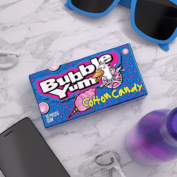 BUBBLE YUM COTTON CANDY FLAVORED CHEWY, BUBBLE GUM PACK, 2.82 OZ