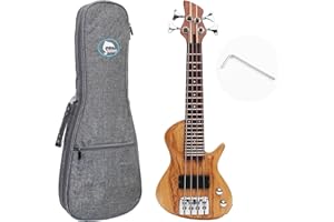 Batking Mini Electric Bass Guitars, Travel Ubass 4 String, Fretted Ukelele Bass with Gig bag