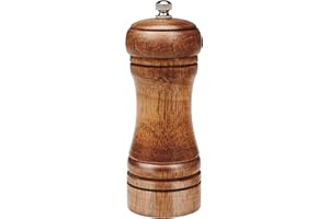 Gulex® Wood Pepper Grinder Pepper Mill, Adjustable Coarseness 5.5 Inches Retro Style Wooden Peppermill, Ceramic Grinding Mechanism Salt Mill Refillable