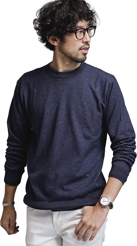 Amazon ナノユニバース セーター Web限定 カシミヤミックス クルーネック ニット メンズ S ネイビー セーター 通販