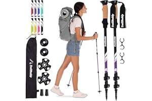 TrailBuddy Trekking Poles - Lightweight, Collapsible Hiking Poles for Snowshoe & Backpacking Gear - Pair of 2 Walking Sticks for Hiking, 7075 Aluminum with Cork Grip