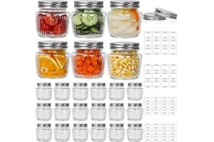 Glass Mason Jars with Lids - 8 oz Vintage Canning Jars, Pickling Jars for Jelly, Jam, Honey, Pickles, Spice, Essential Preser